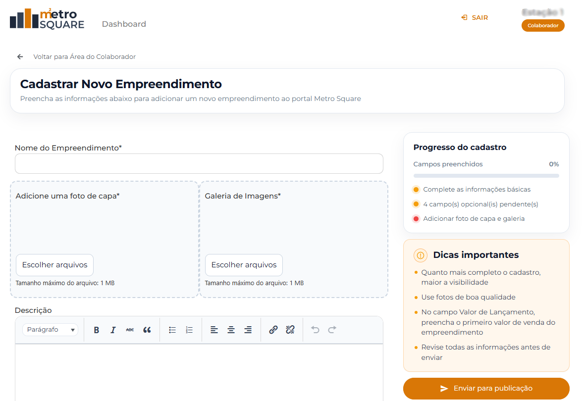 Adicionar Empreendimento