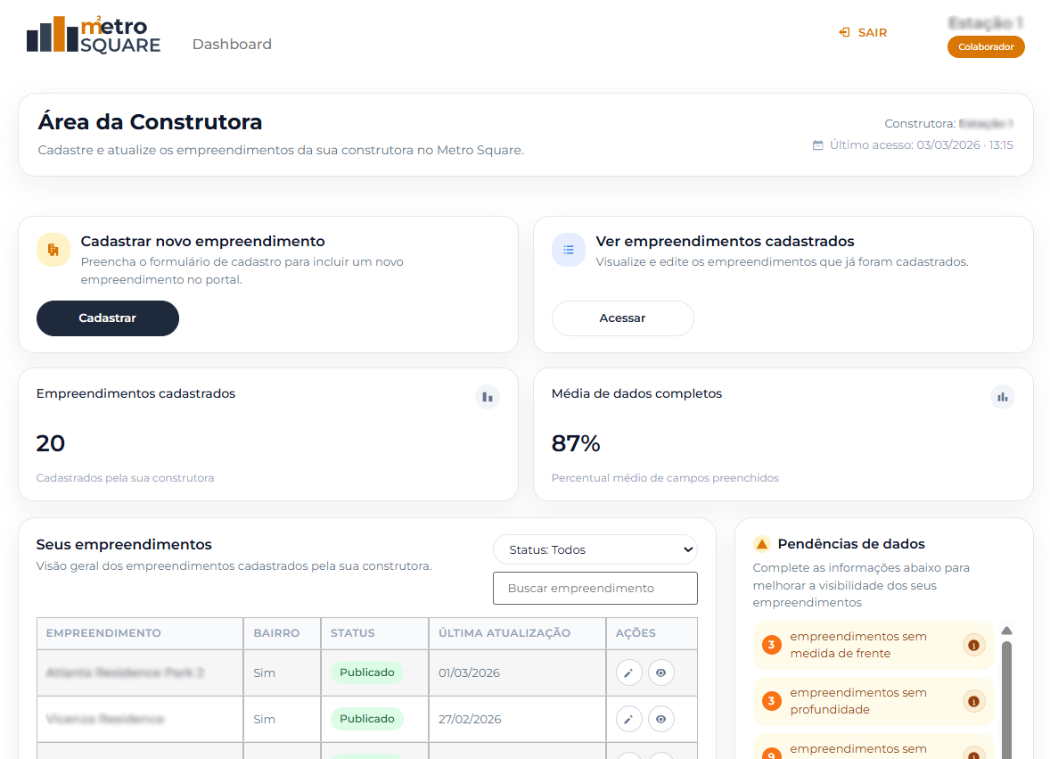 Área da Construtora